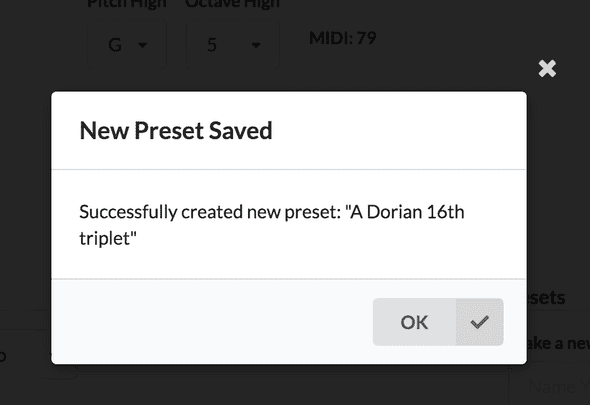 Save new preset